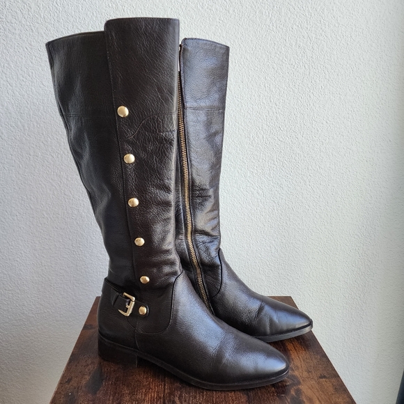 Michael Kors Women's Black Leather Knee-High Boots - Picture 1 of 8